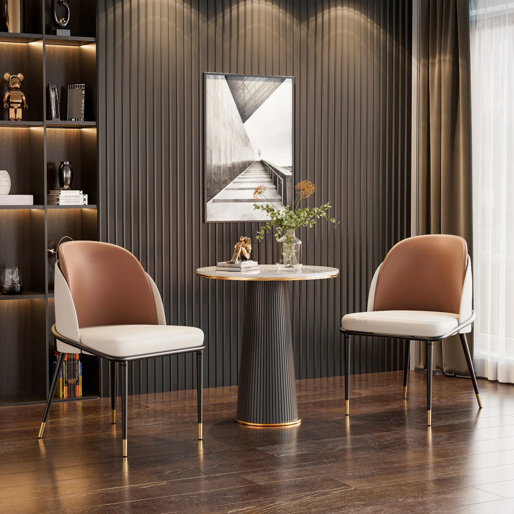 Luxurious Upholstered Dining Chairs Set, Microfiber Silicone Leather, 2 Colors