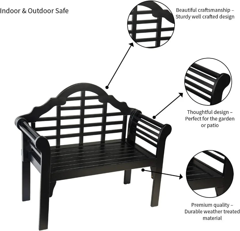 Weatherproof Lutyens Eucalyptus Wood Garden Bench | Foldable Patio Bench