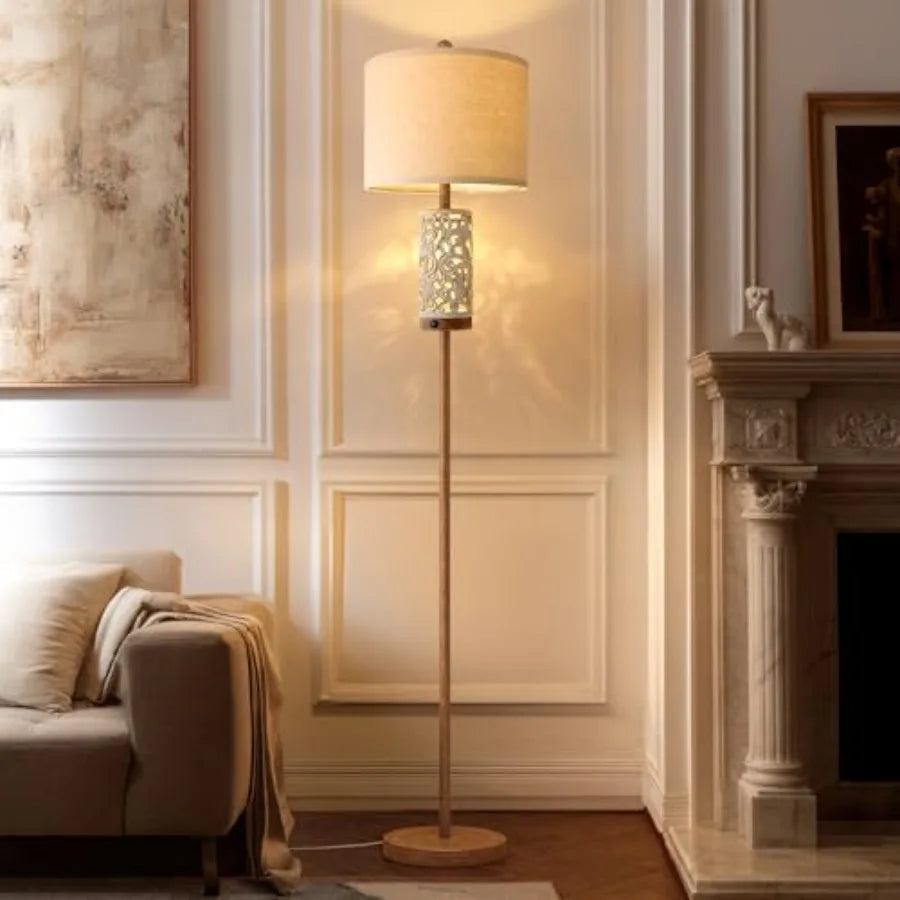 65" Tall Floor Lamp w/Night Light, Vintage Standing Lamp
