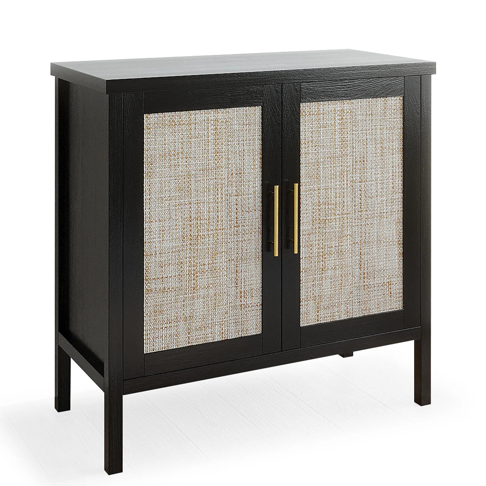 Buffet Cabinet Sideboard with Rattan Decorated Doors, Storage Cupboard