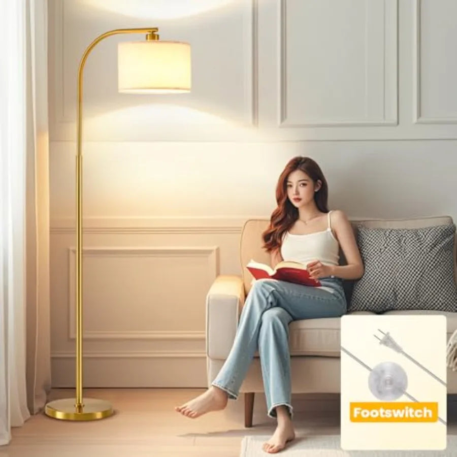 65" Tall Floor Lamp Modern Standing w/9W LED Bulb, Fabric Shade