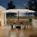 15Ft Rectangular Umbrella, Solar Lights 36 LED Lights, Base, Crank Handle