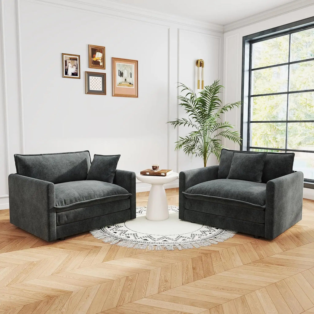 41.4" Sofa Cloud Couch, 1-Seat Chenille Deep Seat Pillow