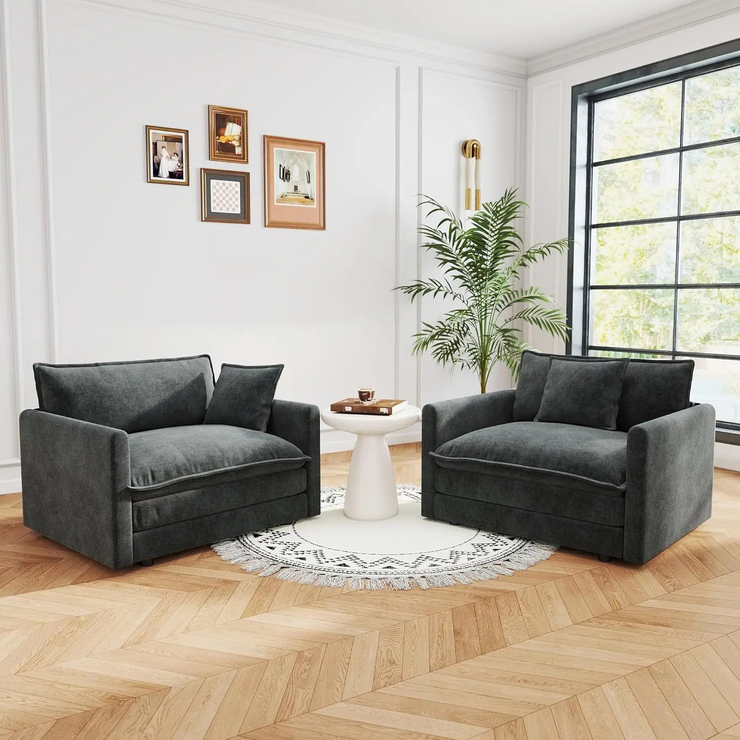 41.4" Sofa Cloud Couch, 1-Seat Chenille Deep Seat Pillow