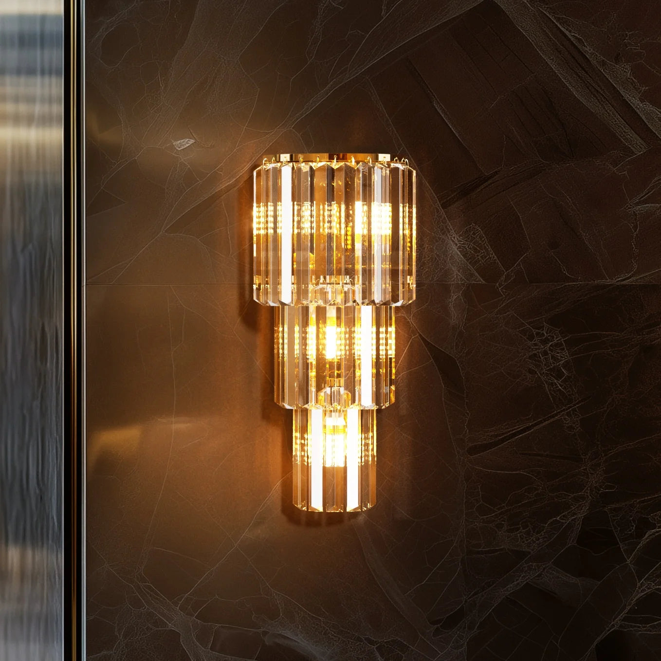Crystal Wall Lamp 3-Layer Crystal Sconce Light E14 LED Corn Lights