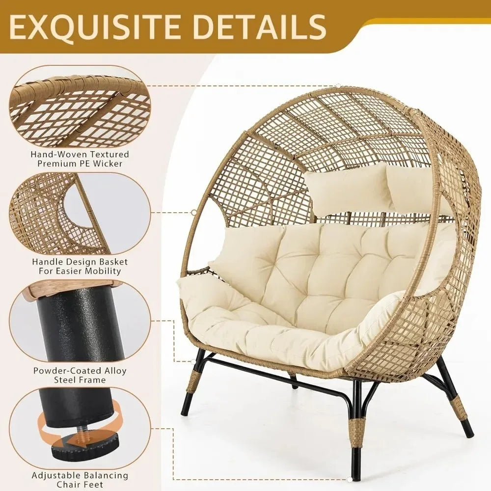 Indoor/Outdoor Stationary Double Egg, 6.5IN Padded Cushions, 680 lbs.