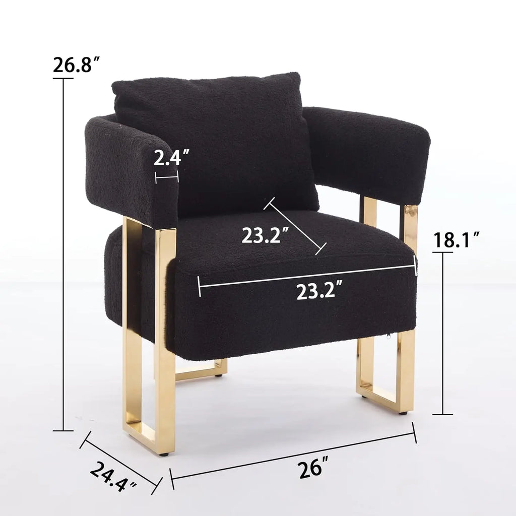 Barrel Accent Chairs 2pcs Upholstered, Gold Legs