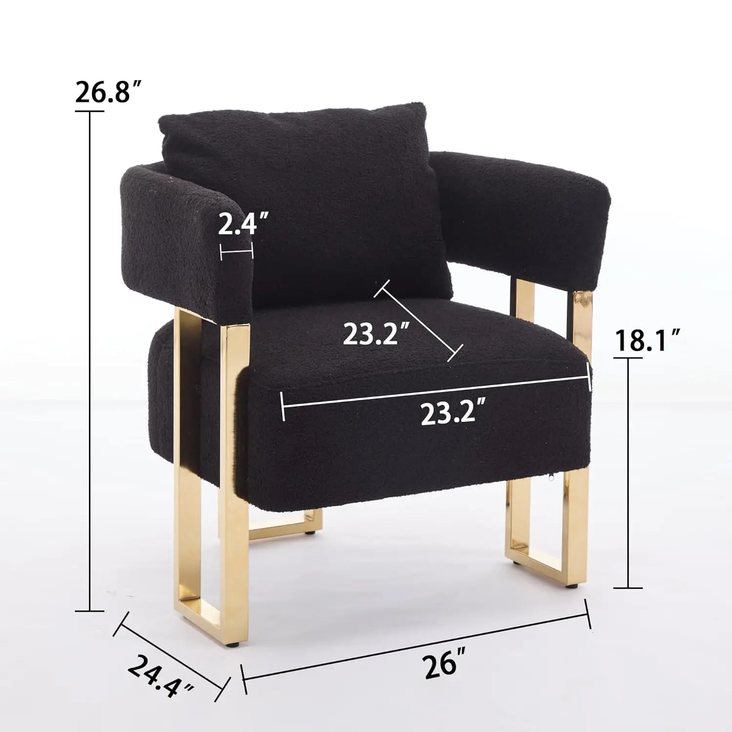 Barrel Accent Chairs 2pcs Upholstered, Gold Legs