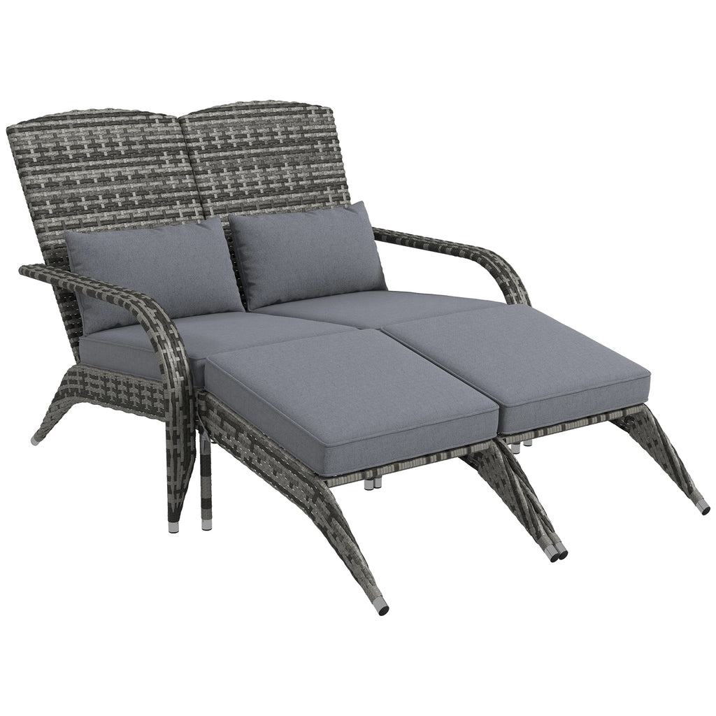 Patio Wicker Adirondack Chair with Cushions, Chair Built for 2