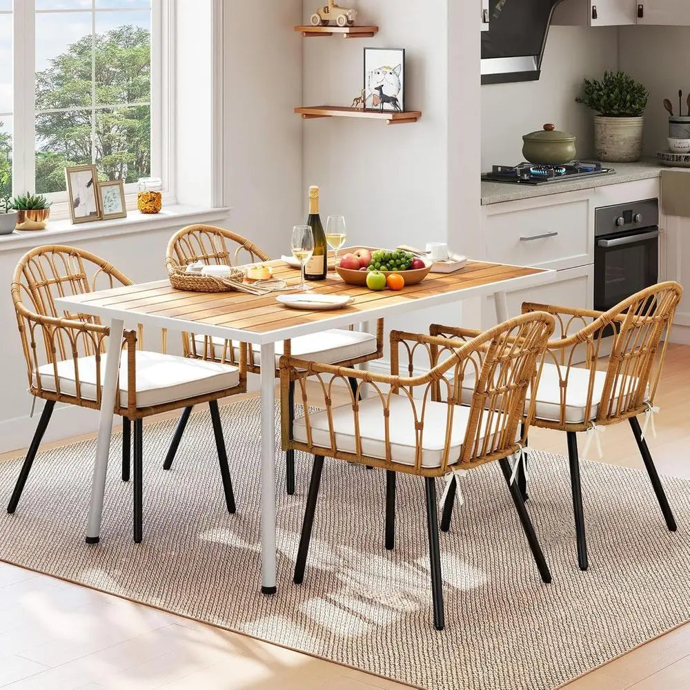 Outdoor 59IN 5-Pc Dining Set, Table and Chairs For 4-6 People
