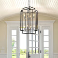 Chandelier, 8-Light Metal Cage Pendant Lighting Fixture