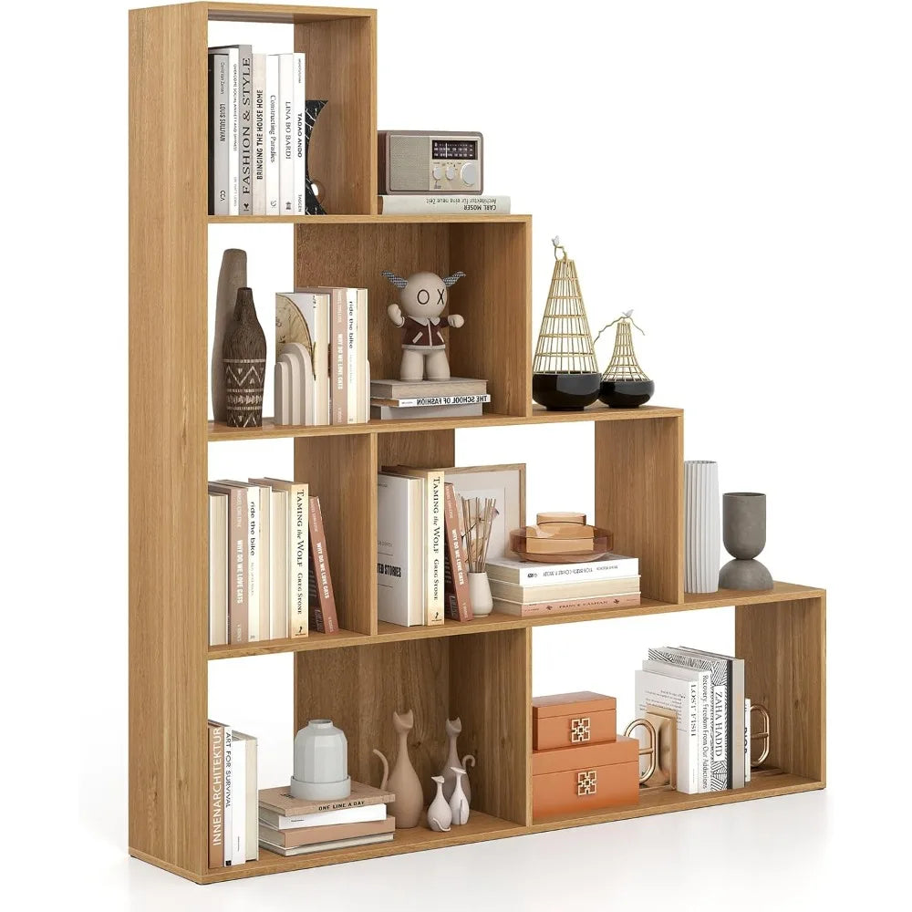 64" Tall, 4-Tier Step Bookshelf, 6 Cubes Ladder Anti-Tipping Kits