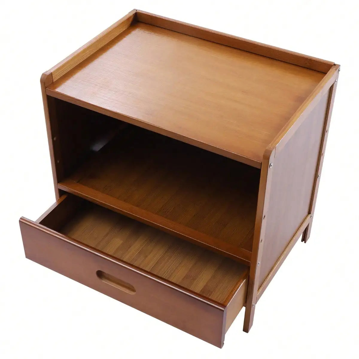 Nightstand Drawer And Open Shelf, Bamboo Cabinet