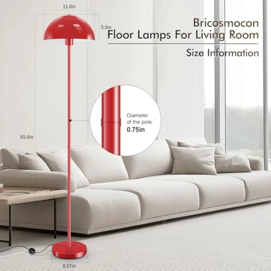 Industrial Floor Lamp, 65.6IN Retro Mushroom Dome Shade, Whole Metal