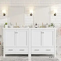60" Separate 30" Double Sink Solid Wood 2 Cabinets 2 Drawers