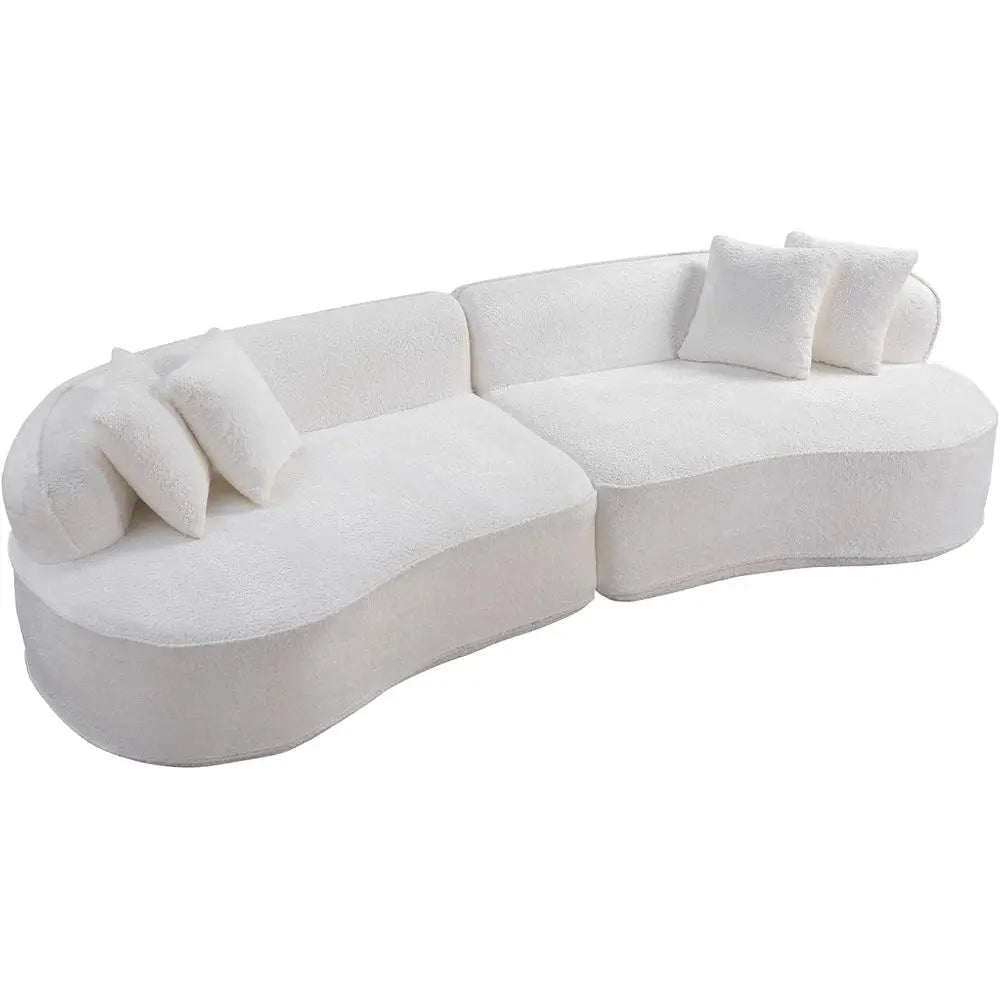 Curved 4-Seat Cloud Sofa with Deep Cushions, Pillows