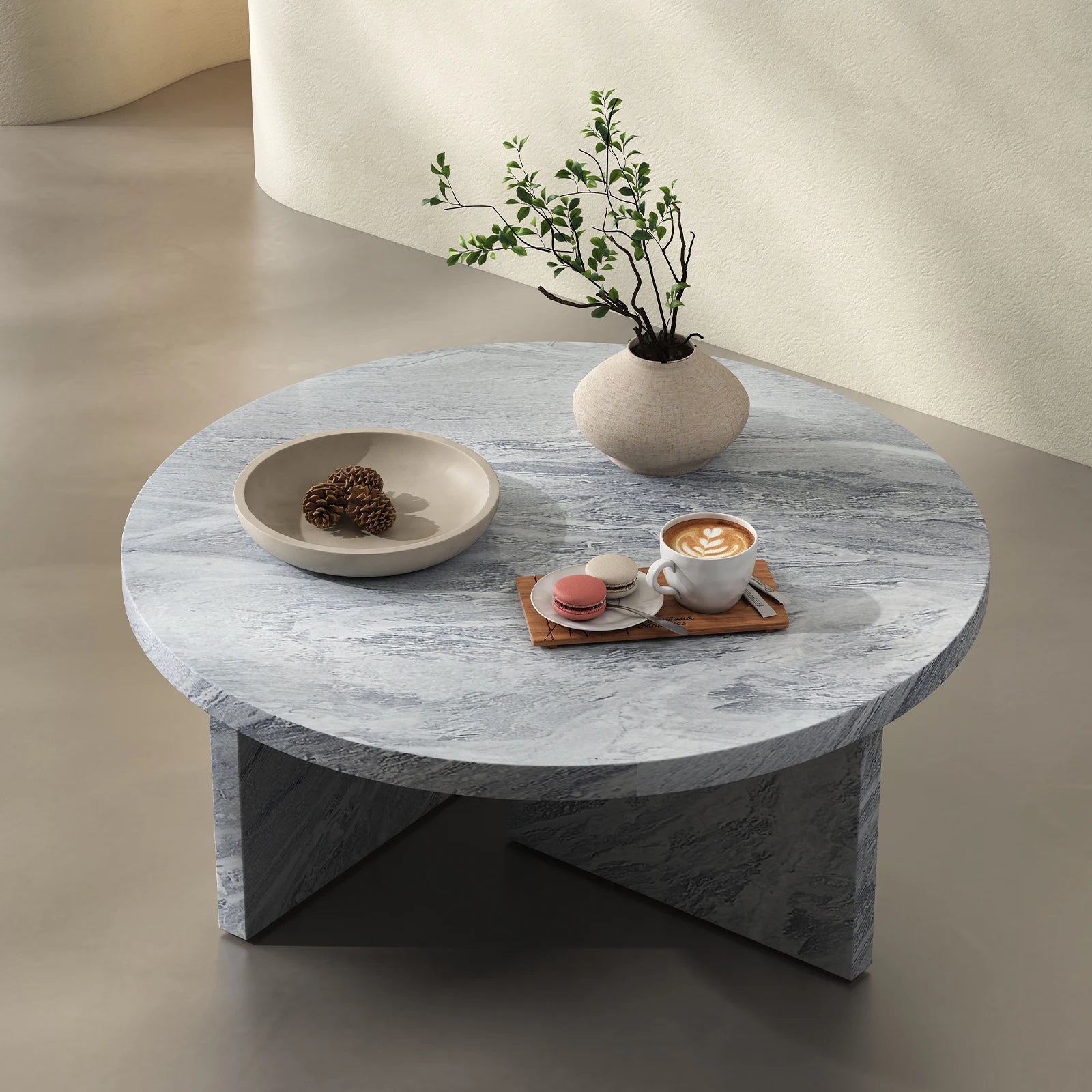MDF Black/White Round Coffee Table Modern Style, Minimalism, Nordic Flair
