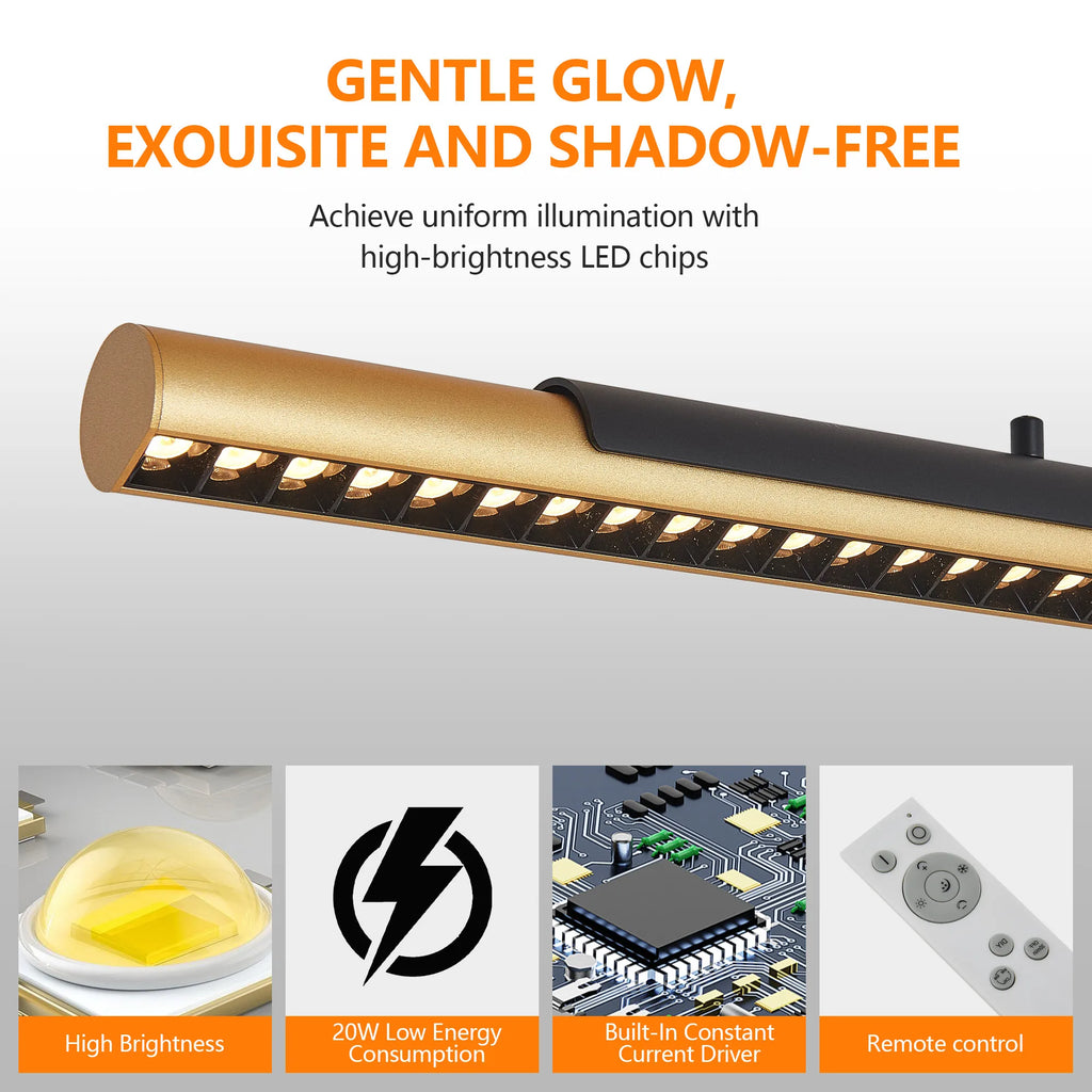 Dimmable Linear LED Wood Chandelier Wood Grain Print, Light Fixture