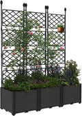 Plastic  5.25' Tall Planter Boxes w/Trellis, Raised Garden Bed, Drainage