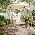 Patio Swing Chair Adjustable Canopy, Heavy-Duty Triangular Frame, Single Seat