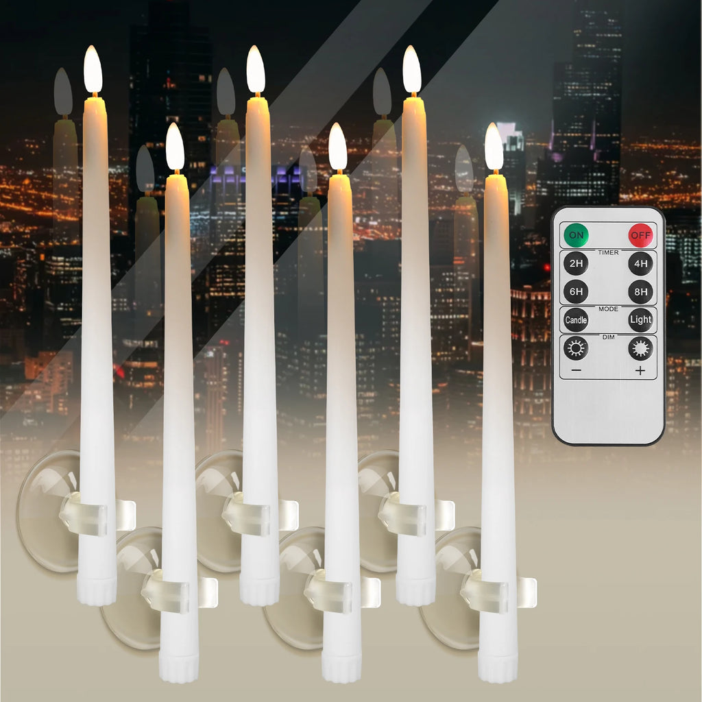 Pack of 12/24Pc LED Flameless Flickering Taper Candles, Remote Battery