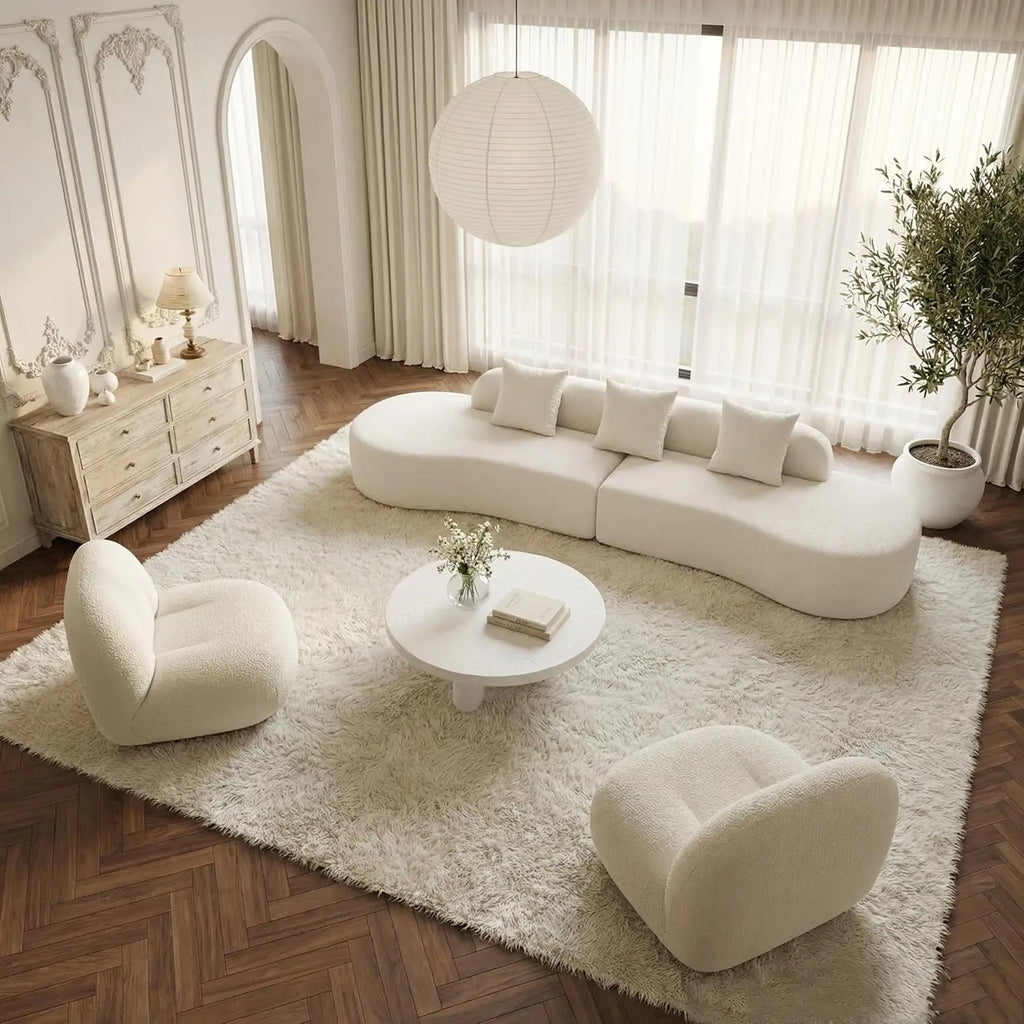 130IN Boneless Cloud Oversized Plush Sectional Modular Curved Sofa