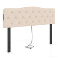 Headboard Queen & Full Size Bed, Tufted Upholstered w/2AC Outlets
