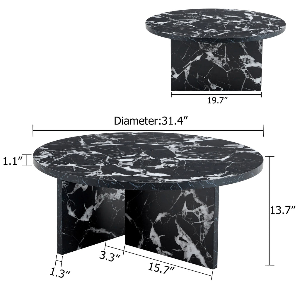 MDF Black/White Round Coffee Table Modern Style, Minimalism, Nordic Flair