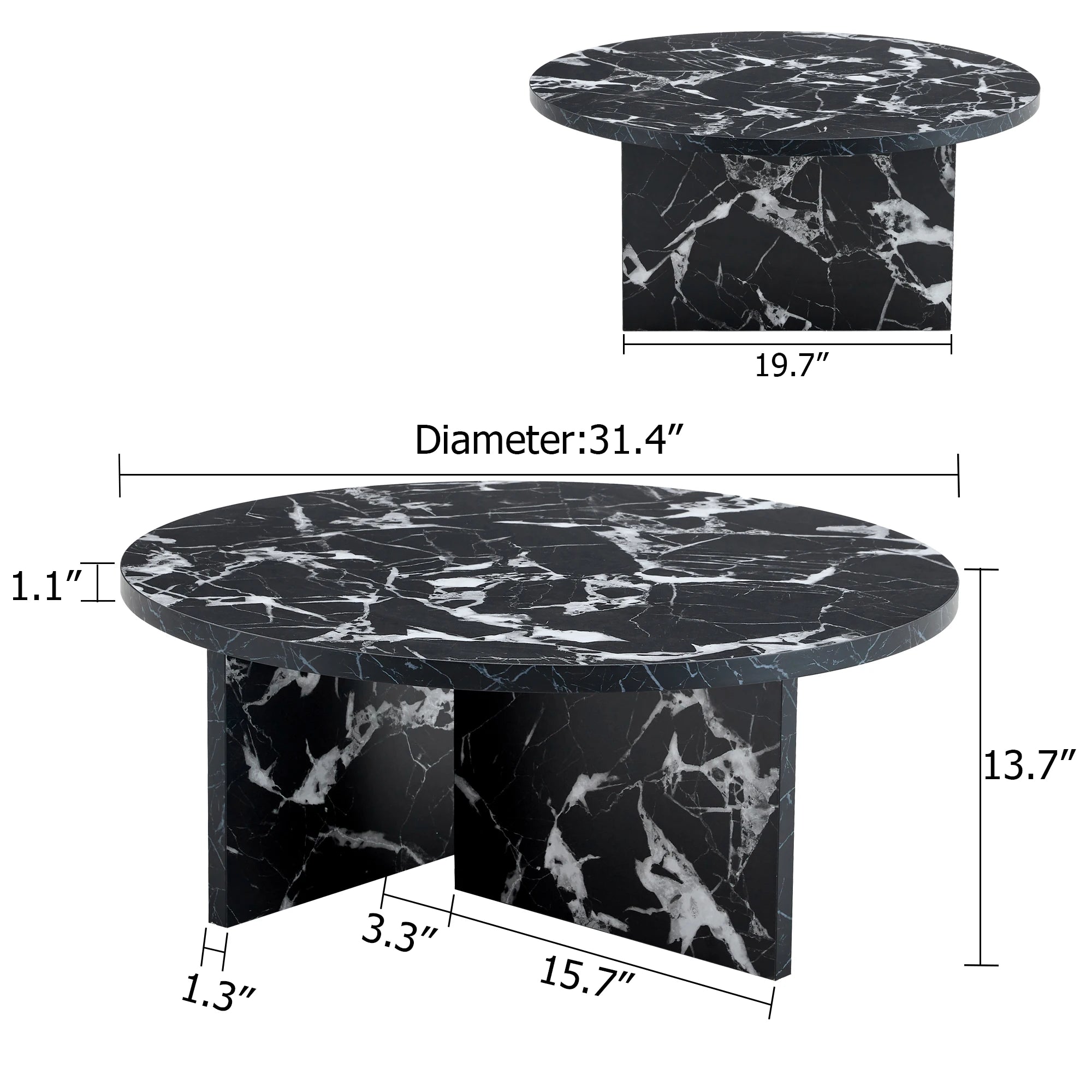 MDF Black/White Round Coffee Table Modern Style, Minimalism, Nordic Flair