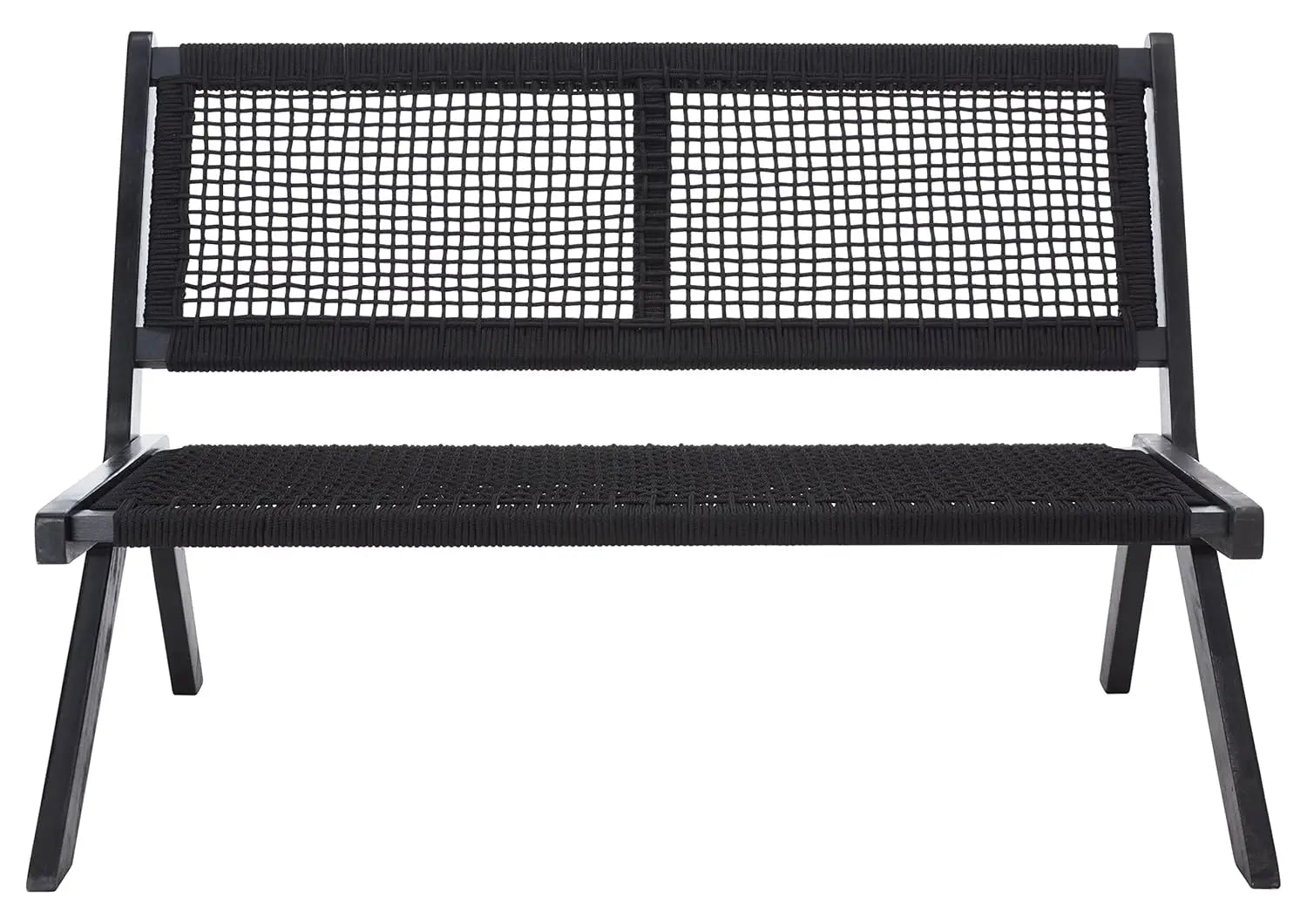 Natural Wood & Rope Foldable Bench Outdoor Patio Garden 48IN