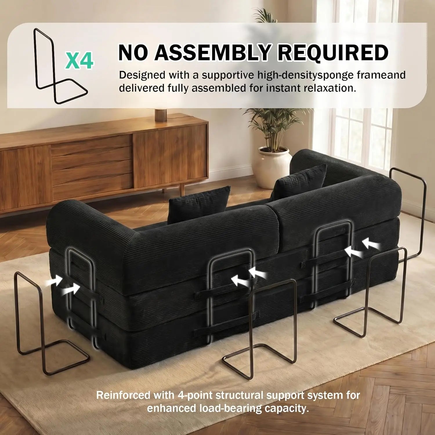 79IN 5-in-1 Folding Sleeper Sofa Bed, Corduroy, Modular