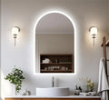 60x90CM Arched LED Mirror Backlit Frameless Antifog Time/Temperature Display