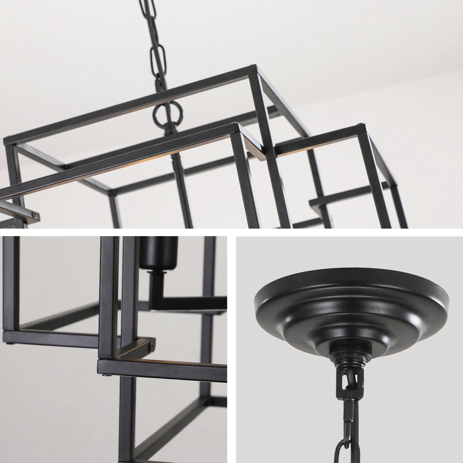 Chandelier, 8-Light Metal Cage Pendant Lighting Fixture