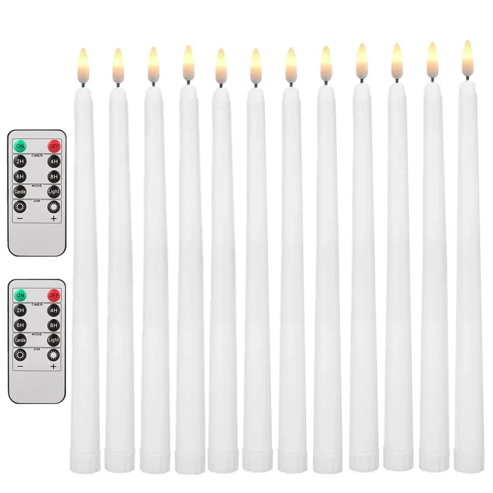 Pack of 12/24Pc LED Flameless Flickering Taper Candles, Remote Battery