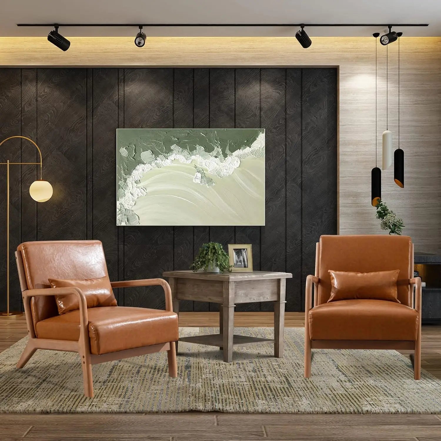 Mid-Century Modern Accent Chair Upholstered with Waist Cushion