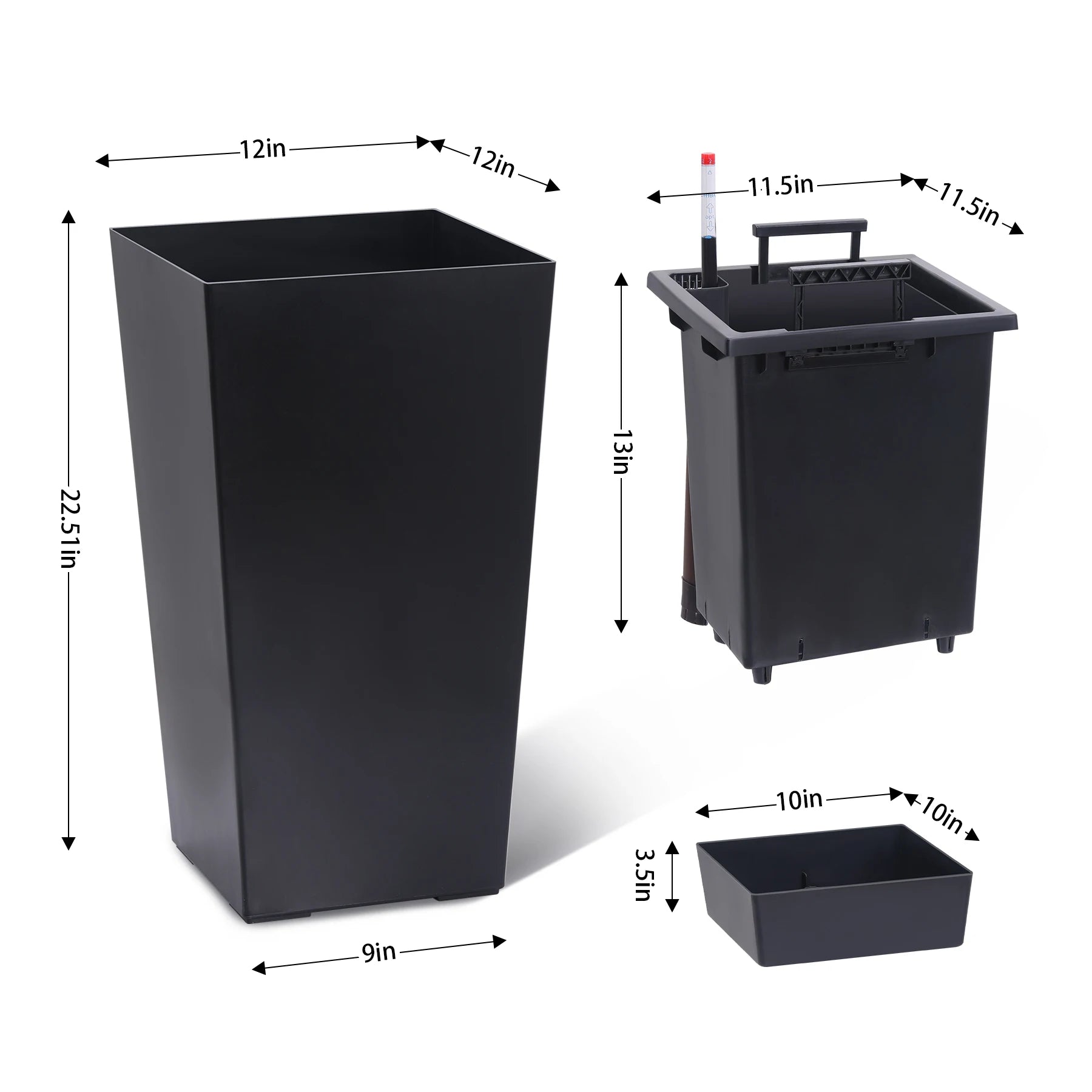 2pc Outdoor/Indoor High Front w/Drainage Holes Auto Watering
