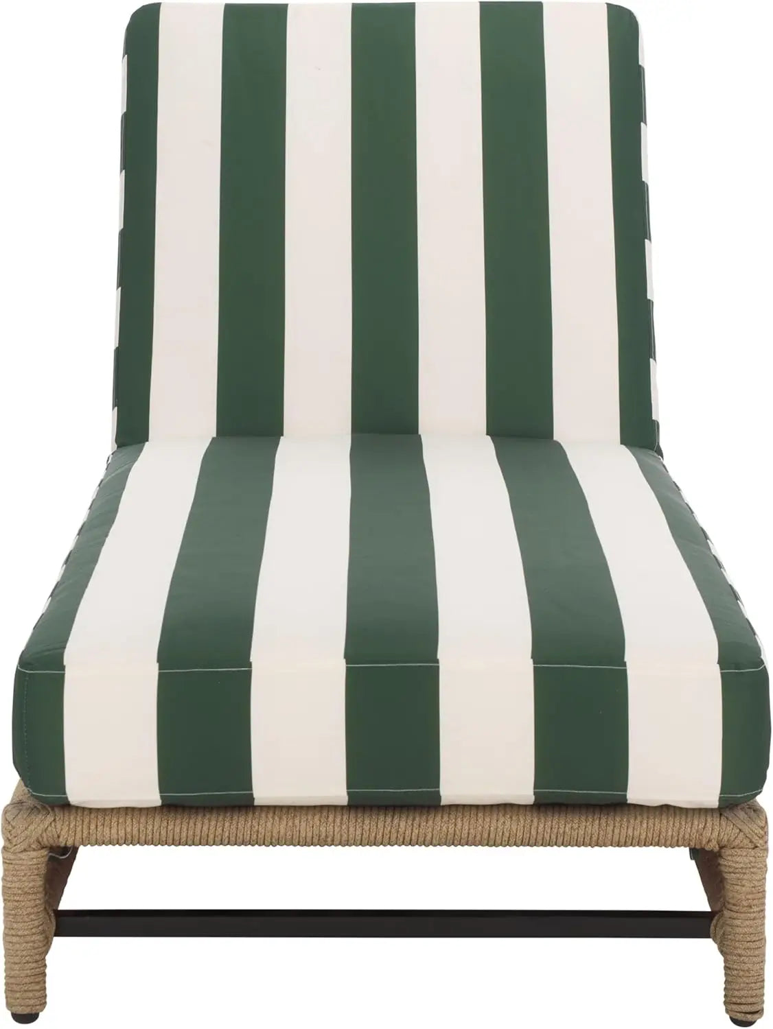 74" Callan Heather Tan Rope Chaise, Hunter Green Stripe Cushion