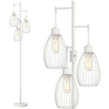 Floor Lamp, 3 x 800LM LED Edison Bulbs Included, Elegant Teardrop Cage