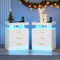 End Tables, Set-2 or Single, Charging Station 3 Drawers Glass Top