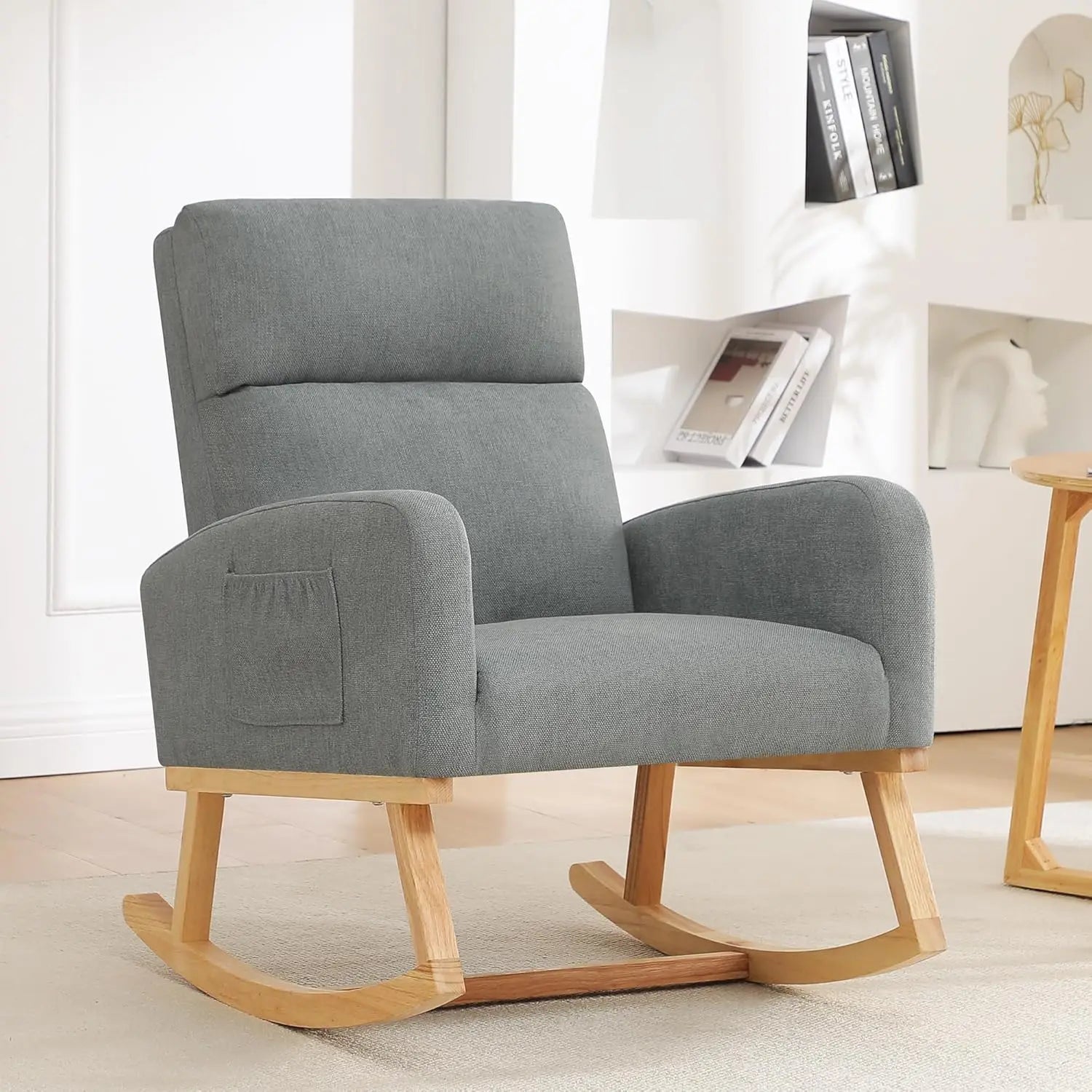 Rocking Chair, Sherpa Armchair with High Backrest