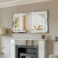 Wisfor Crushed Diamond Wall Mirror Rectangular Glass Silver Inlay Edge,
