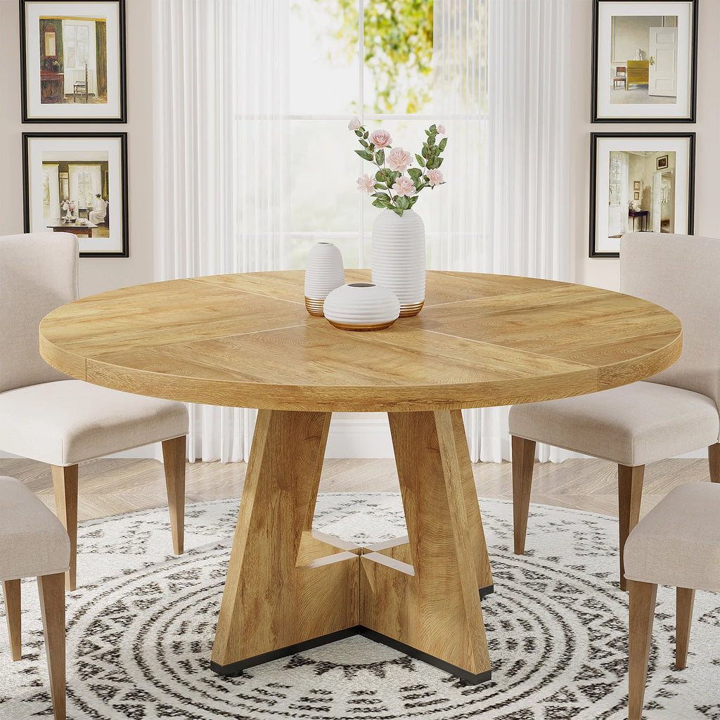 Round Dining Table, 4, 47IN Small Dinner Table