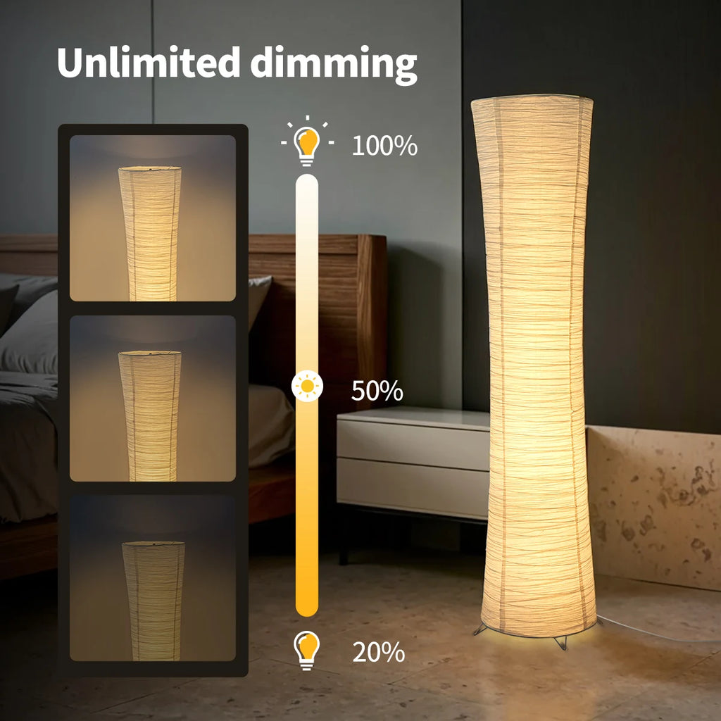 Paper floor lamp, chrome-plated, LED light strip, festival lantern