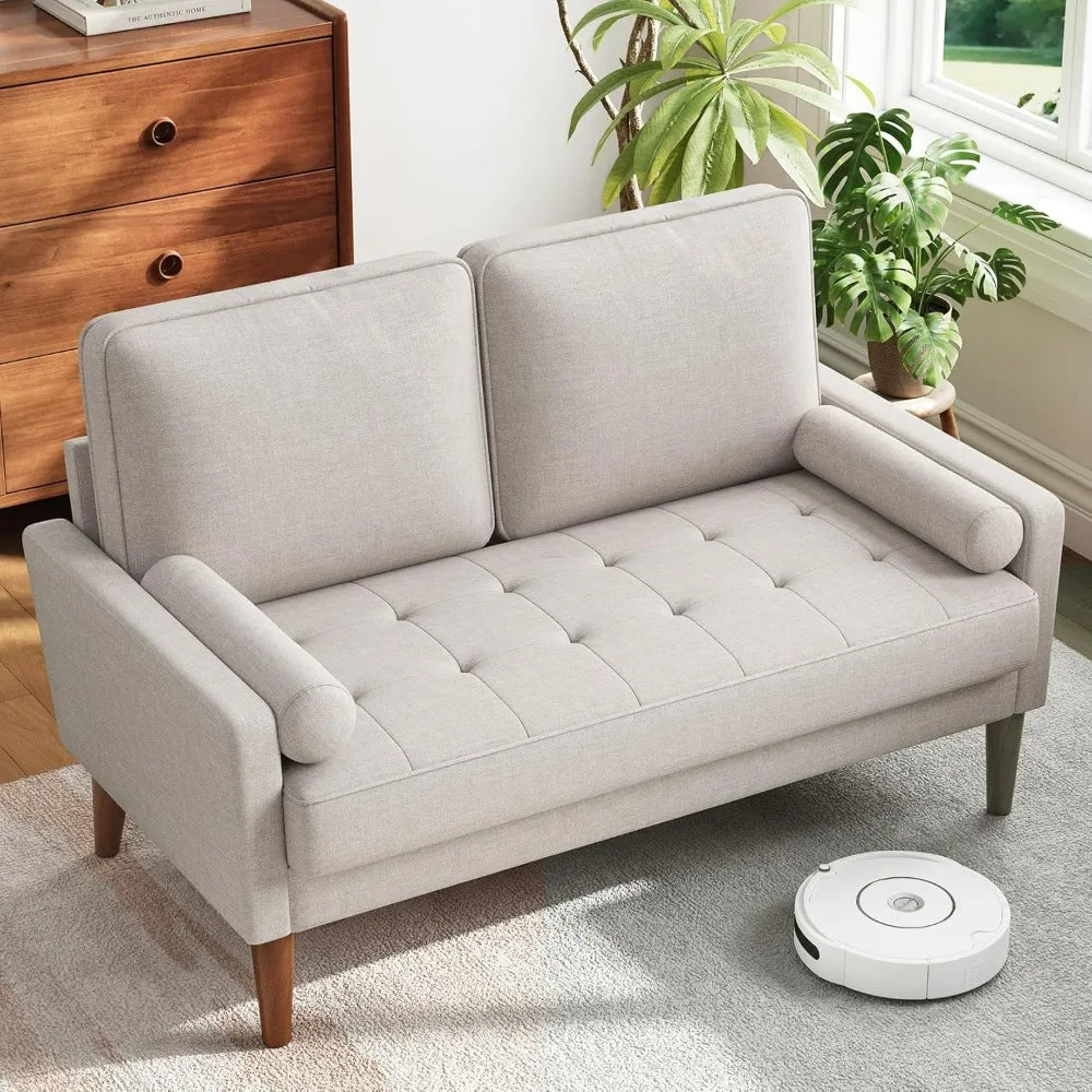 48IN Vesgantti Loveseat Sofa - Solid Wood Legs Throw Pillow Ashbeige