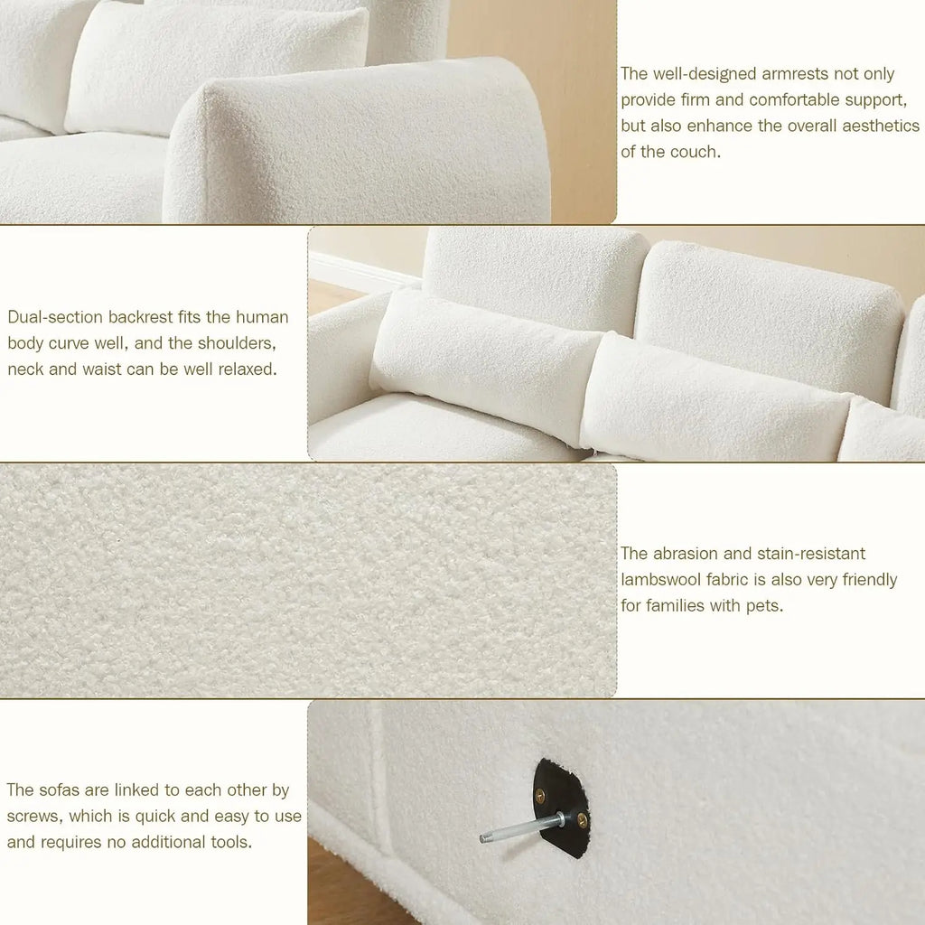 Sectional Lambs Wool L Shape Cloud Couch Ottoman