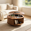 31.5" Lift Top Coffee Table, Fluted, Sliding Tambour Door Hidden Storage