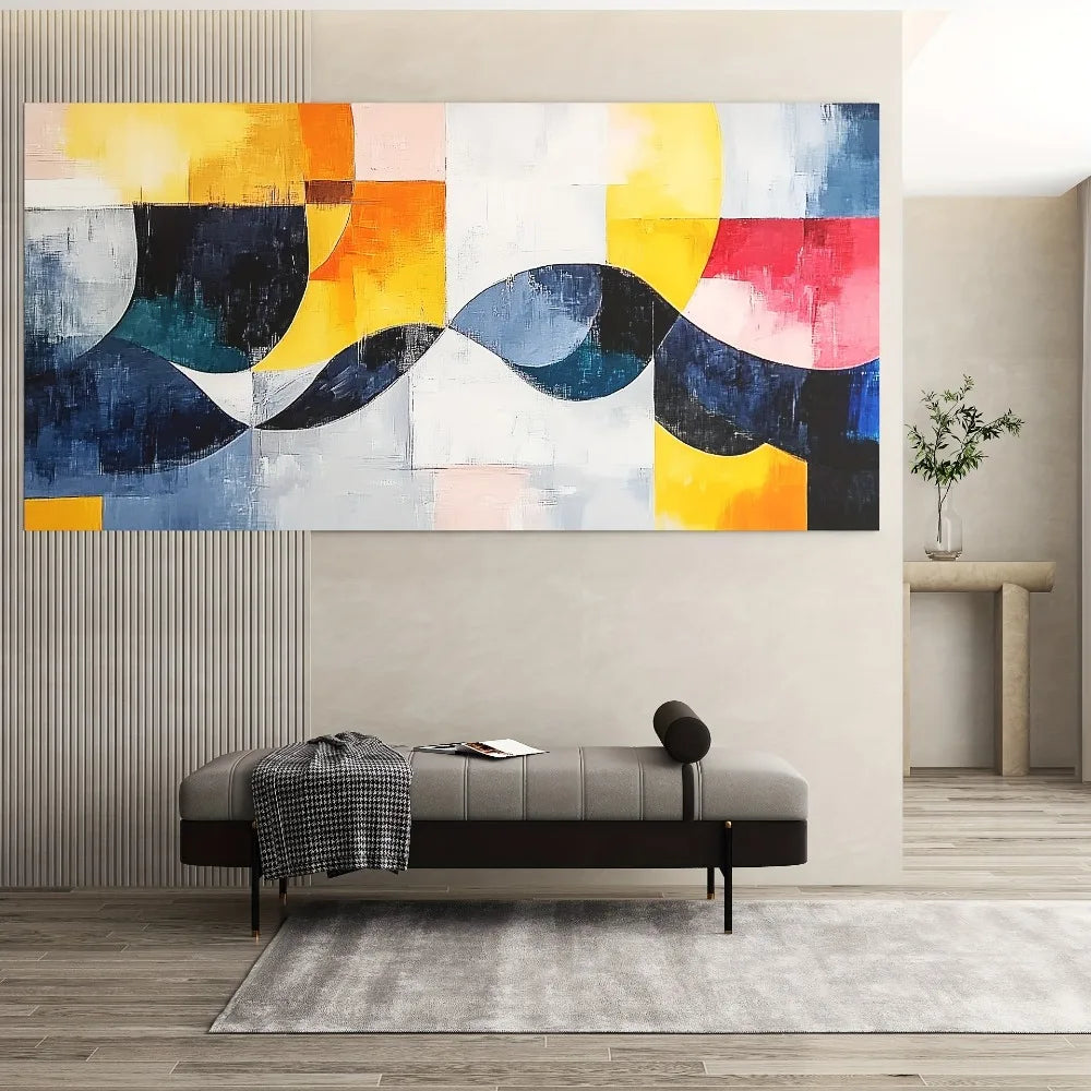 Abstract Canvas Art "Line Dance" Dynamic Geometrics, 1.5 "thick heart pine frame