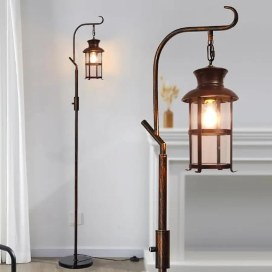 Dimmable Lantern Standing Lamp Rustic Farmhouse Finish
