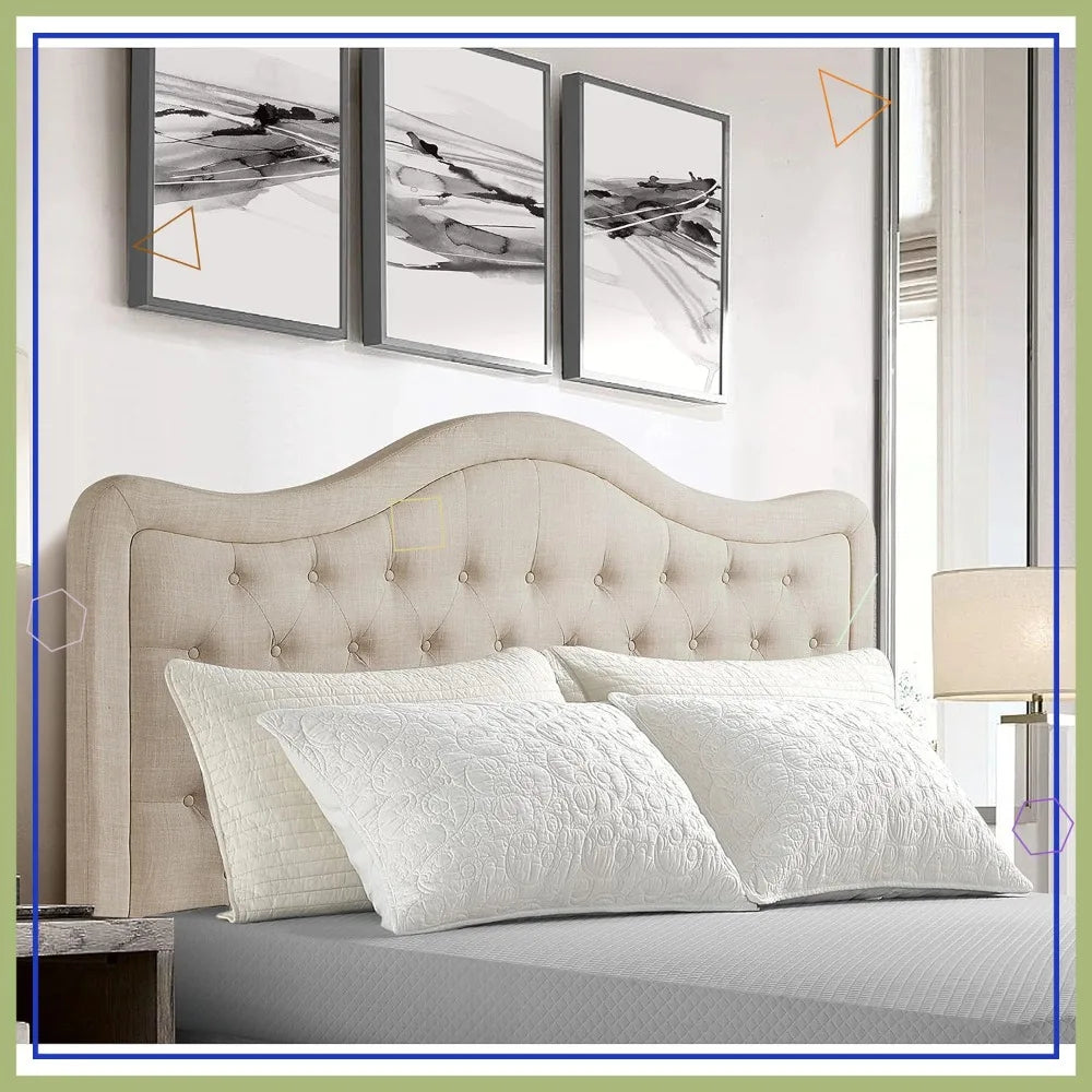 For King Bed, Adjustable Height Tufted Upholstered Headboard