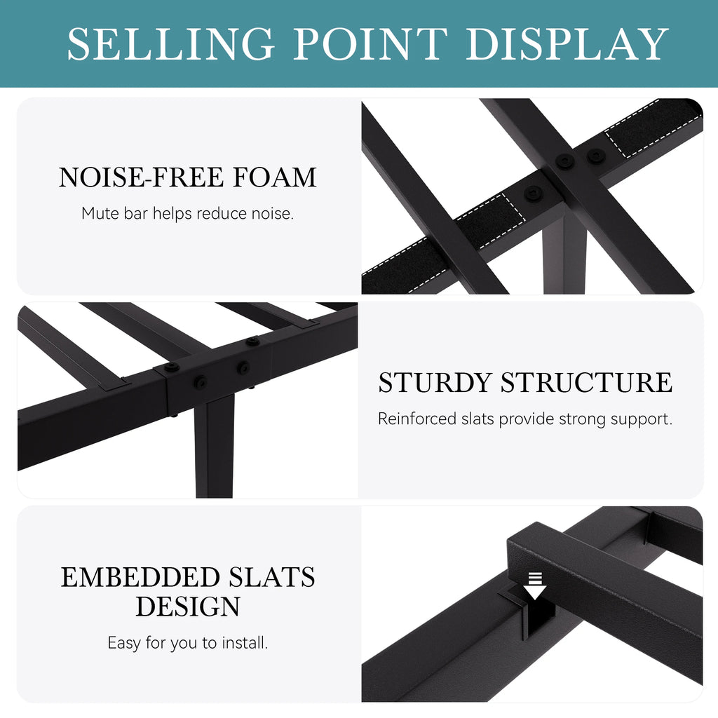 Metal Platform Frame, Circular Design Headboard/Footboard, Under Bed Storage